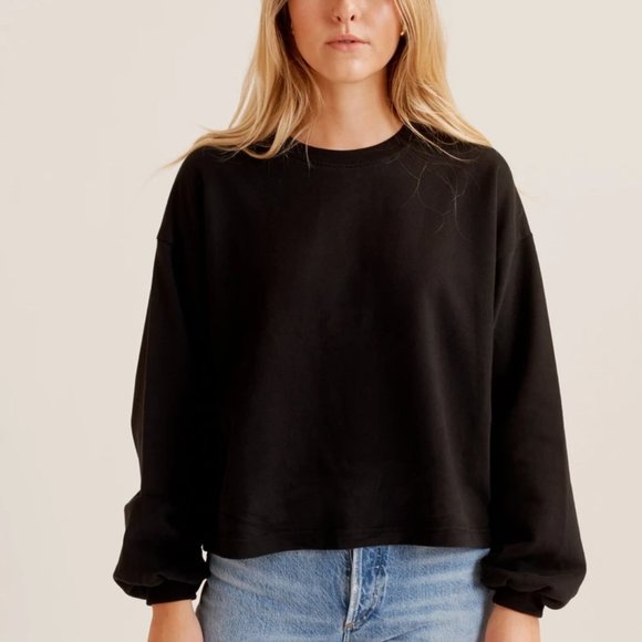 Kotn Tops - Kotn Puff Sleeve Sweatshirt in Cocoa